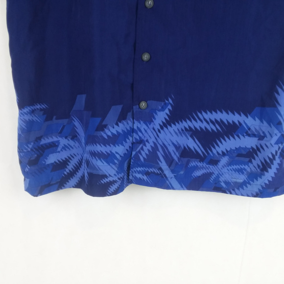 Men's Large Hawaiian Palm Tree Vacation Shirt Blue - Picture 2 of 4